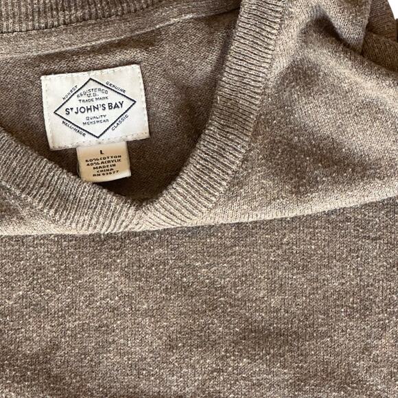 Mens Sweater Size Large Brown Fisherman Hiking Outdoor Classic Preppy Business - Picture 3 of 5